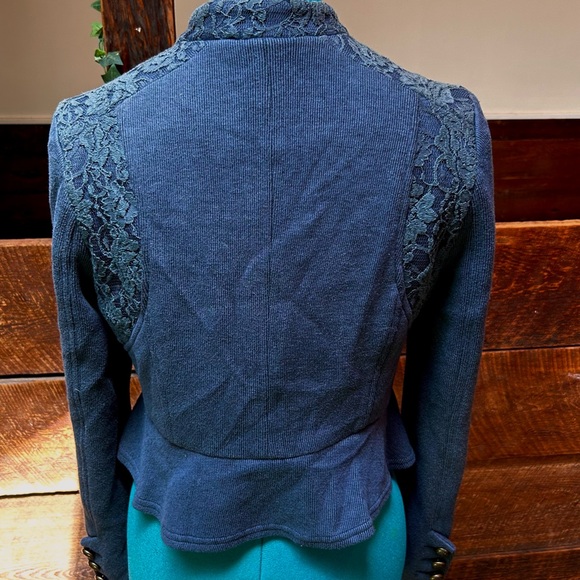 Free People Double Breasted Military Blazer Jacket w/ Lace Panels We The Free - Picture 11 of 13